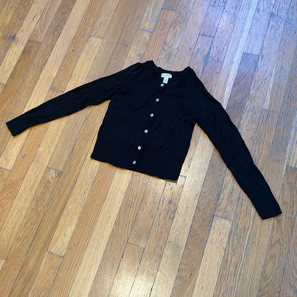 Black Cardigan with Faux Diamond Buttons